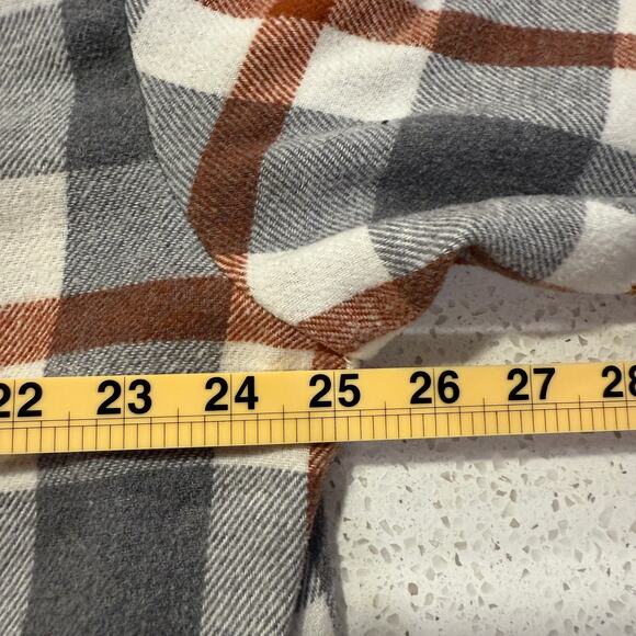 HFX Gray Rust Orange Plaid Button Up Shacket Men XL Outdoor Workwear Fall Winter - Picture 7 of 7